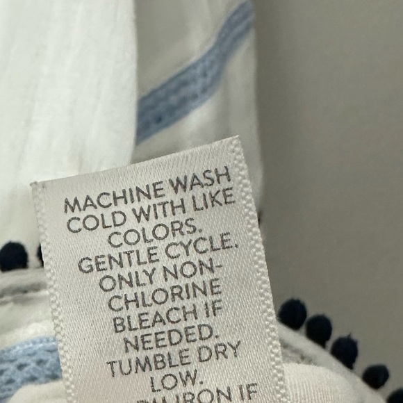 J.Jill White Gauze Shirt Top Pom Pom Tassels - Picture 6 of 7